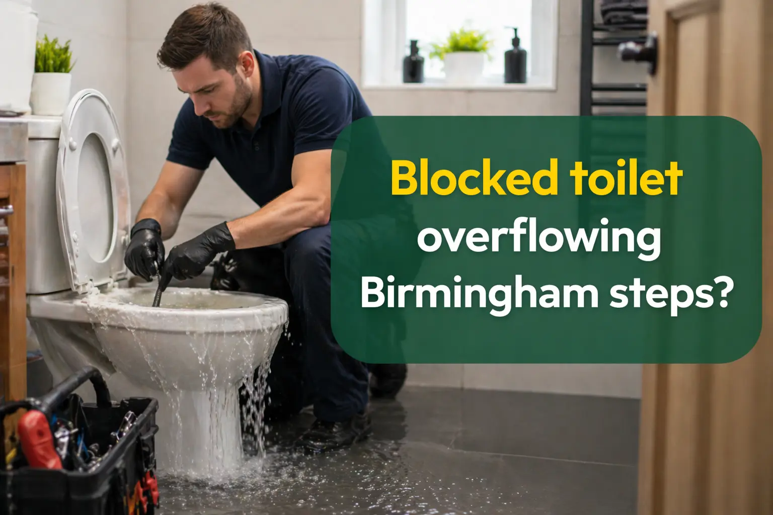 Blocked toilet overflowing Birmingham steps?